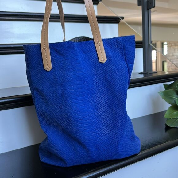 Kelsi Dagger Genuine Leather Royal Blue Tote Bag shoulder purse soft luxurious - Picture 2 of 10